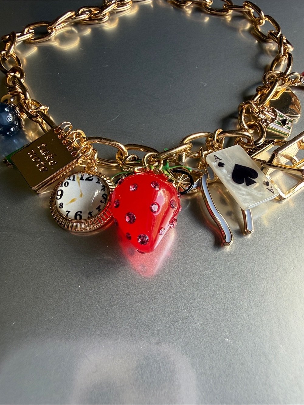 Kate spade Gold Charm necklaces with Red Dice & Playing Card Charms - Picture 3 of 3